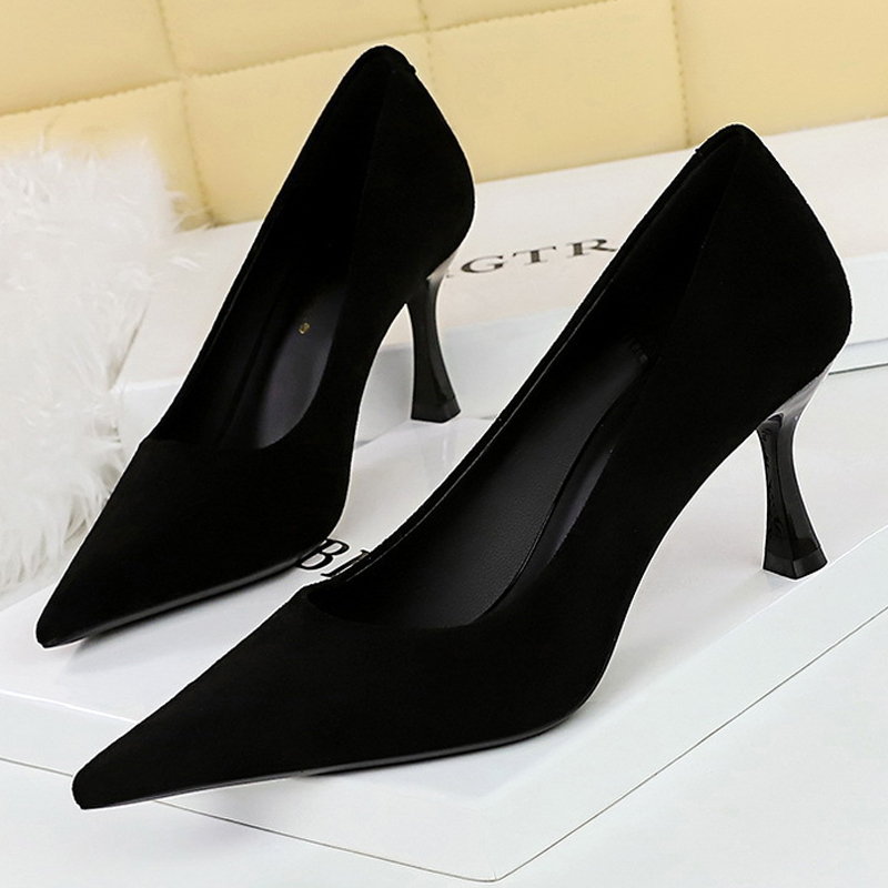 Women Shoes Size 7 - BIGTREE Schuhe Wildleder Schwarz Damen Pumps