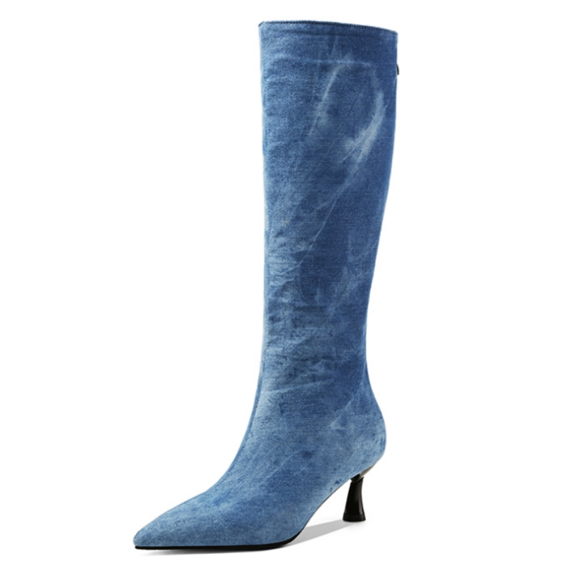 Women Shoes Jeans - Blaue Jeans Kniehohe Stiefel Frauen Schuhe