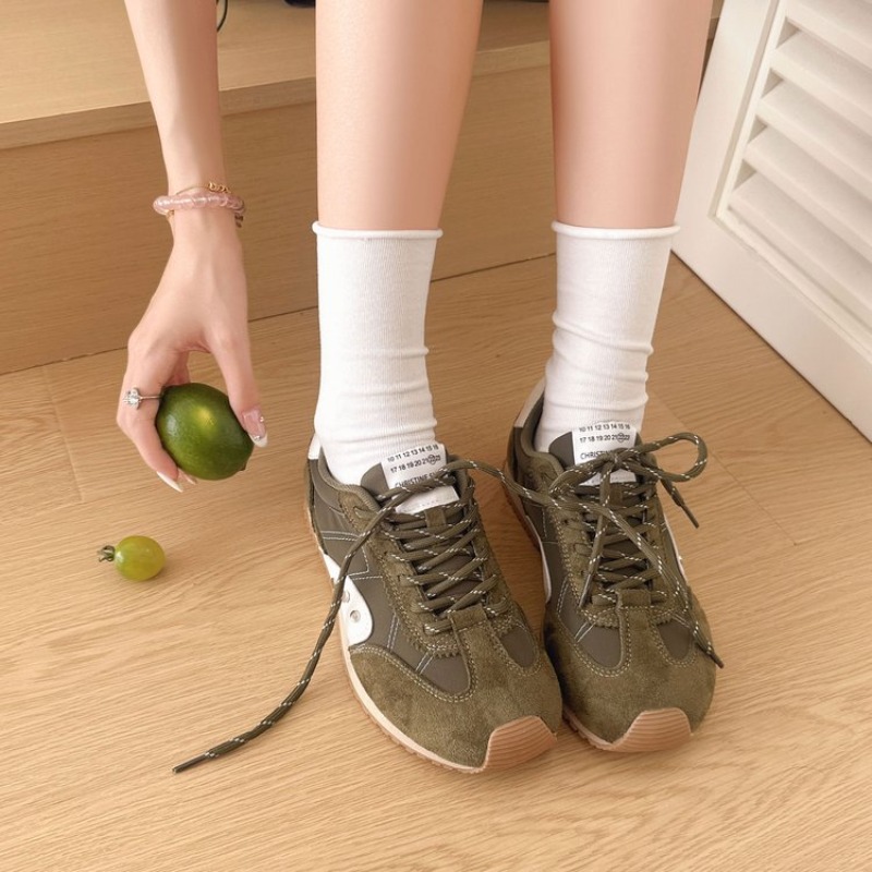 Women Shoes For Walking - Retro Color-Block-Sneaker für Damen, weiche, flache