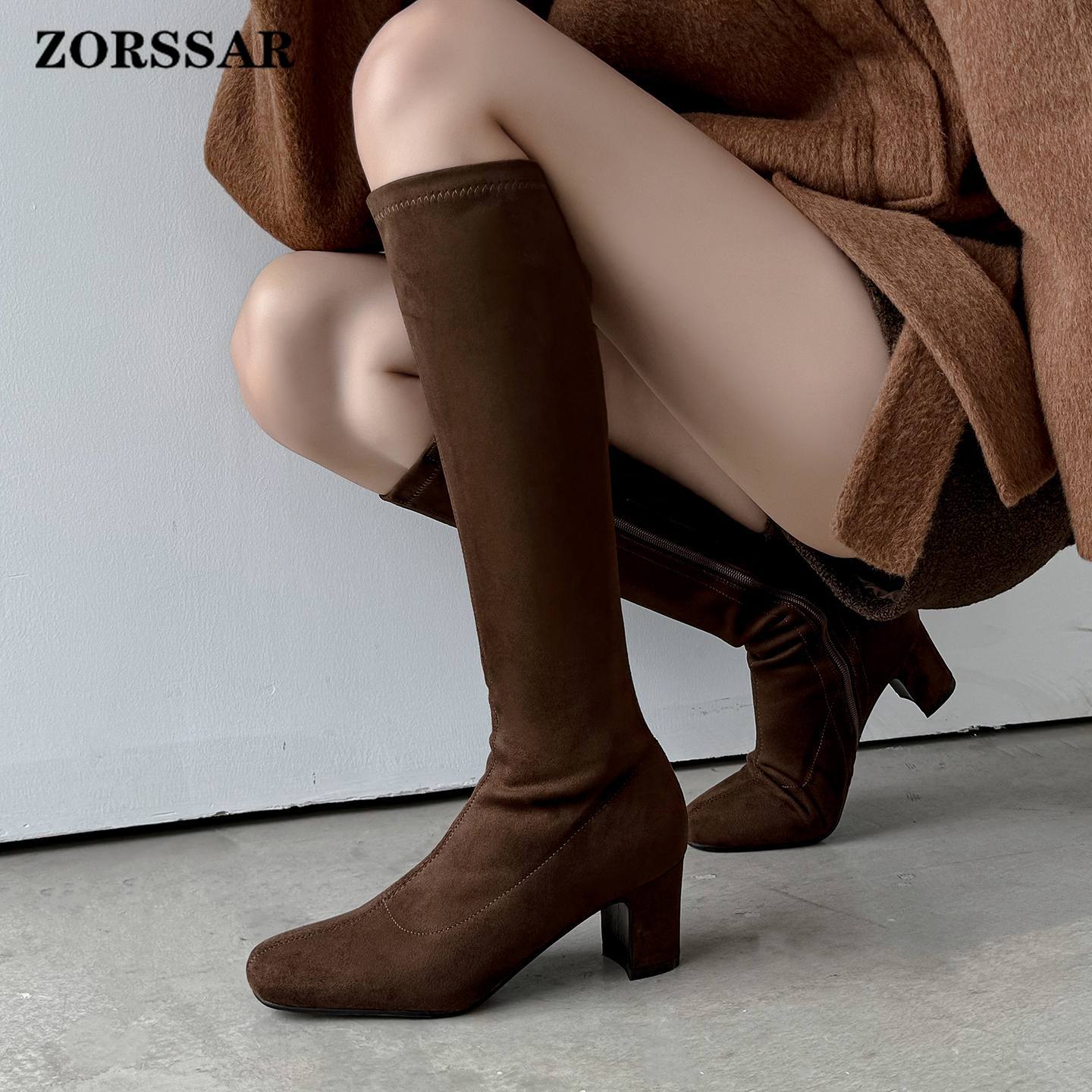 Women Shoes Size 7 - ZORSSAR Neue Flock Moderne Elastische Stiefel