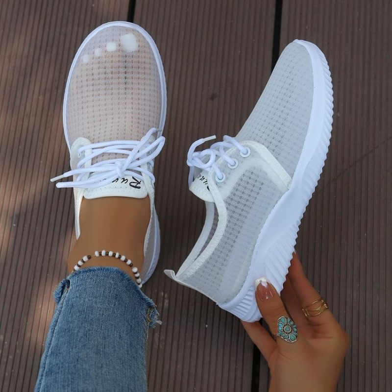 Women'S Shoes Com - Damen-Sneaker mit Rundzehe, Schnürung, Transparentem Obermaterial,