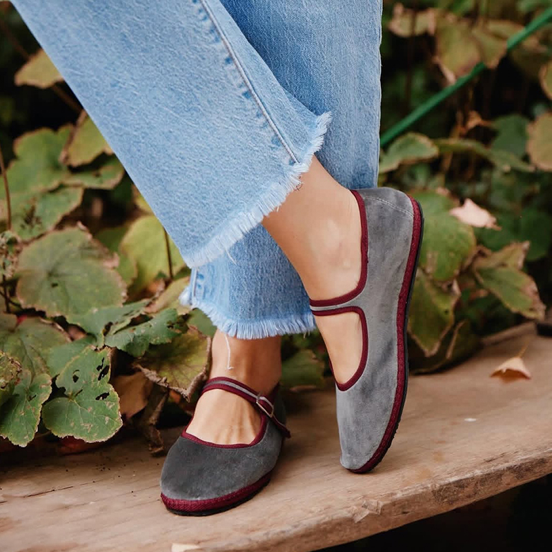 Graue Mary Jeans Flats Schuhe  – Women Shoes Jeans Bewertung und Preis